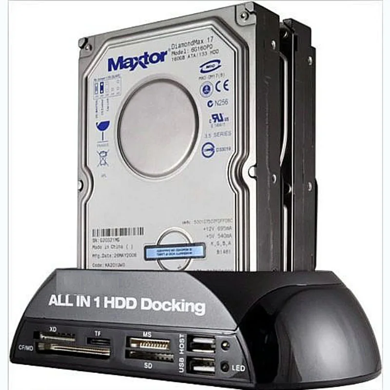 All In 1 SATA IDE Ke USB Hdd Docking Station ESATA Ke USB 2.0 Adapter untuk 2.5/3.5 Hard Disk Drive Docking Station Hard Enclosure