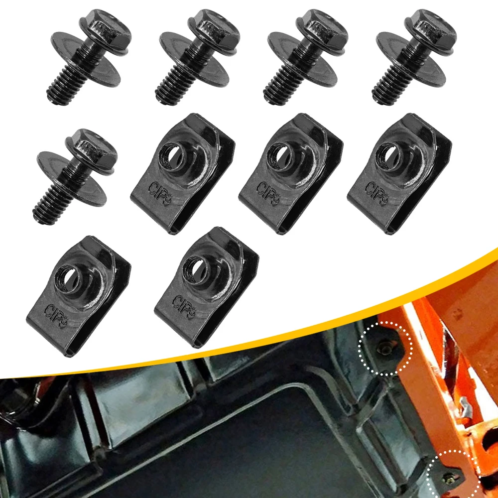 Car Body Bolts & U-nut Clips M6 Engine Under Cover Splash Shield Guard For Nissan QASHQAI Rogue Sport Juke Almera Leaf Frontier