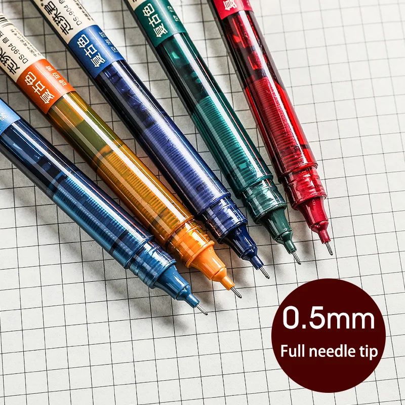 5/8/10 Pcs High Capacity Straight Liquid Gel Pen 904 Quick Dry Vintage Colour Ink 18 Colors Set 0.5mm Needle Shaped Nib Handbook