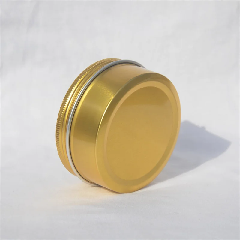 100pcs 150ml Aluminium Balm Tins Pot Gold Cosmetic Containers with Clear View Window Screw Thread Lid Lip Balm Gloss Candle Tins