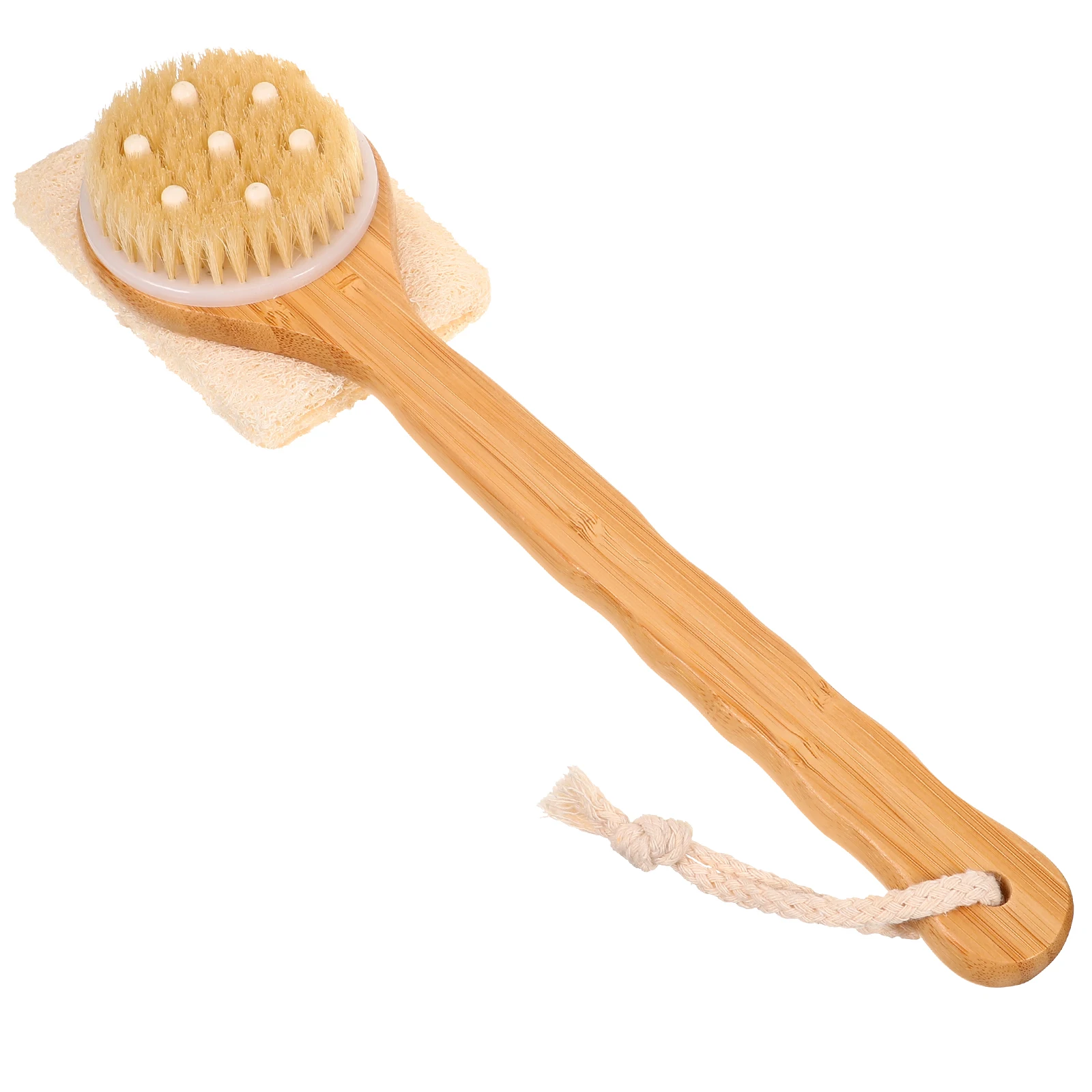

Natural Loofah Bath Brush Silk Gourd Scrubber Soft Beads Exfoliating Shower Foot Body Cleaning Long Handle Lightweight