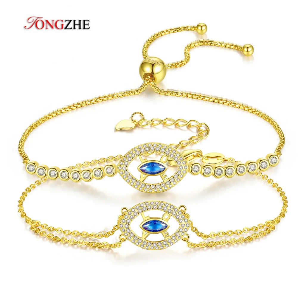 

Womens Bracelets Charm Evil Eye Lucky Hamsa Blue CZ 925 Sterling Silver Bracelets Yellow Gold Jewelry Mens Bracelets 2018