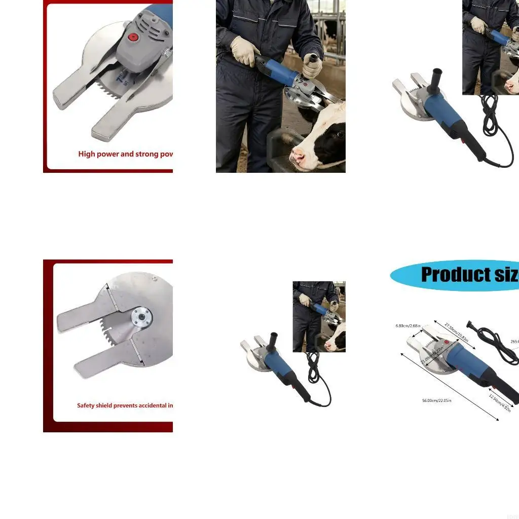 Corded Electric Cattle Dehorner with Auxiliary Handle, Preinstalled Horn Cutting Blade and Guard for Cattle Horn Trimming B03E