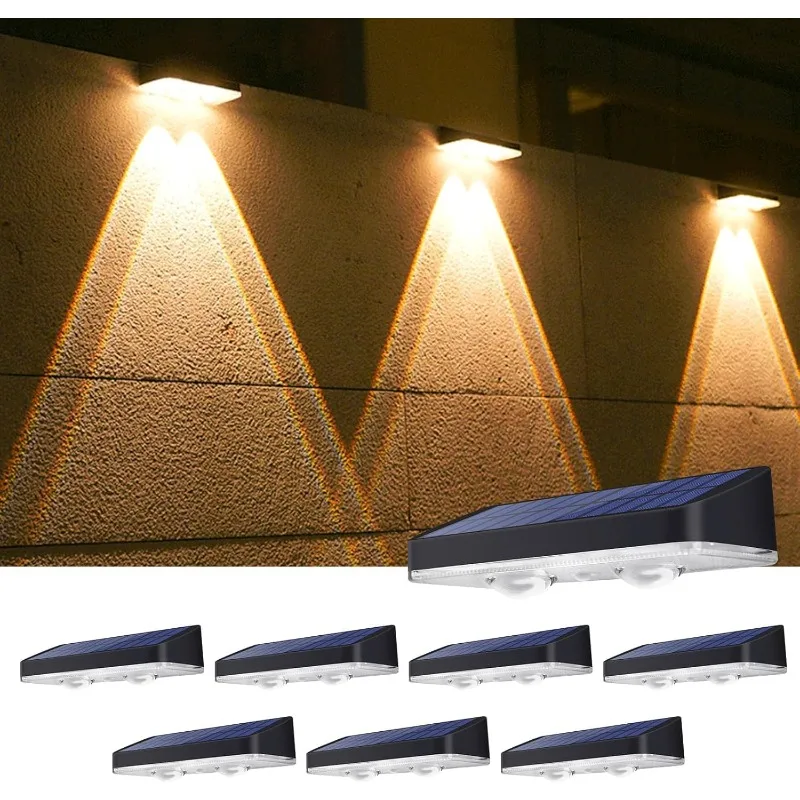 Solar Fence Lights Outdoor 3000/4000/6000K 3 Mode Waterproof Solar Powered Lights for Outside Backyard Railing Patio Wall