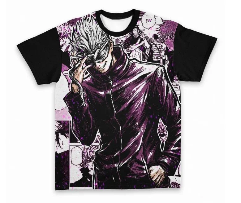 Jujutsu Kaisen Color-Blocking Graffiti Magic Adult and Kids 3D Printed T-Shirt, Street Style, Sports Casual T-Shirt