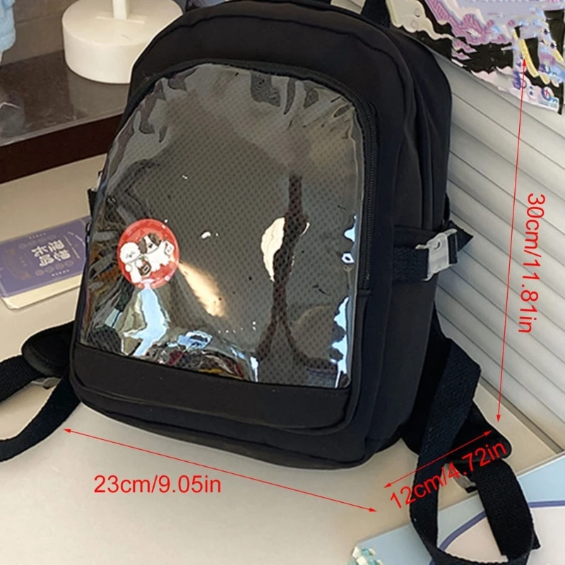 Tas sekolah tampilan pin anime siswa ransel kecil bening gadis sekolah Jepang