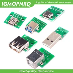 5 sztuk Micro Mini USB USB A męski USB 2.0 3.0 A kobieta USB B złącze interfejs do 2.54mm DIP PCB konwerter Adapter tabliczka zaciskowa