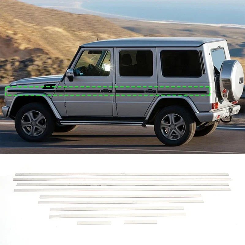 For Mercedes-Benz G-Class W463  2004-2018 Stainless Steel Silver Car Body Trim Sticker Car Exterior Protection Accessories