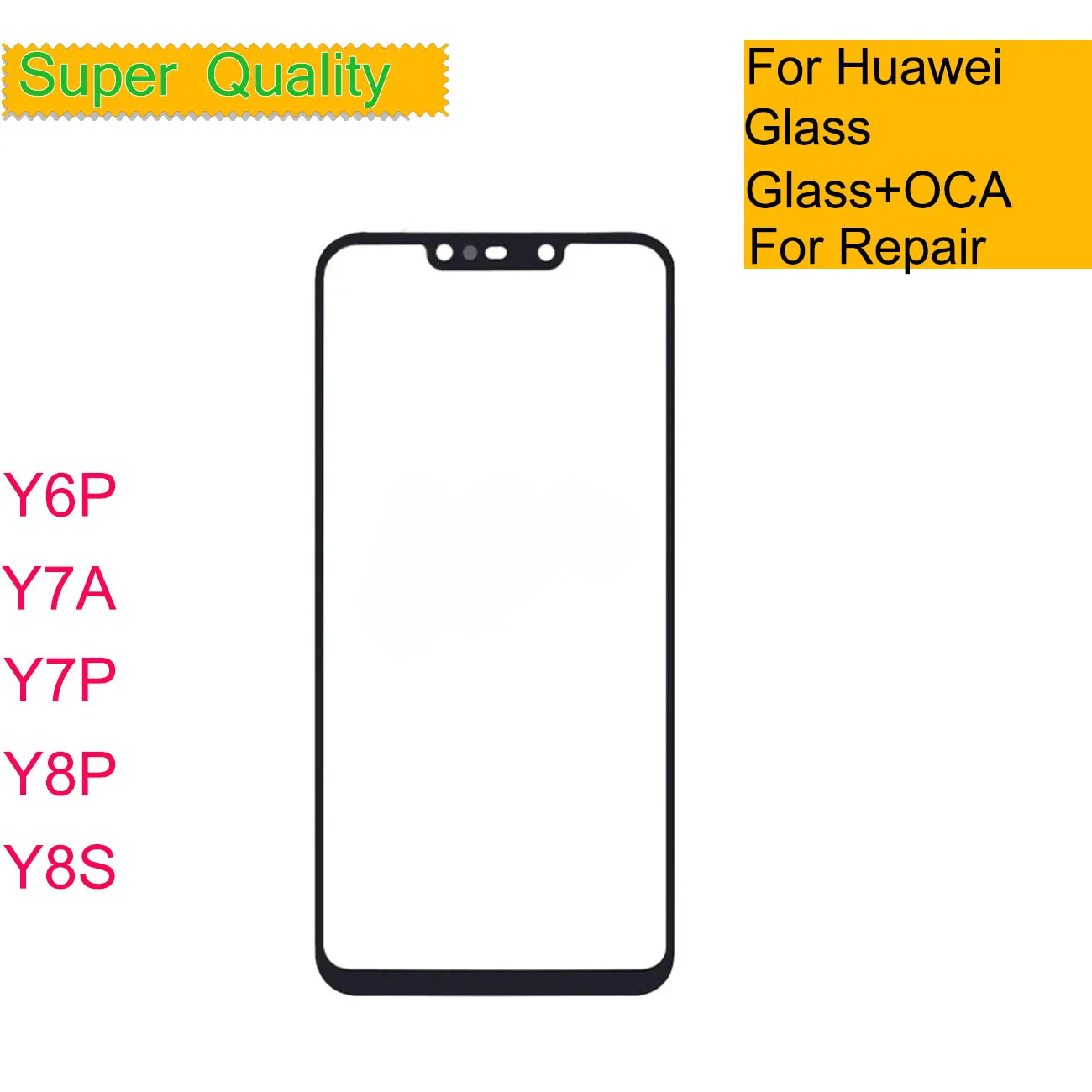 Zamiennik dla Huawei Y8S Y8P przedni szklany ekran dotykowy Panel LCD obiektyw Y7P Y7A Y6P szkło z OCA