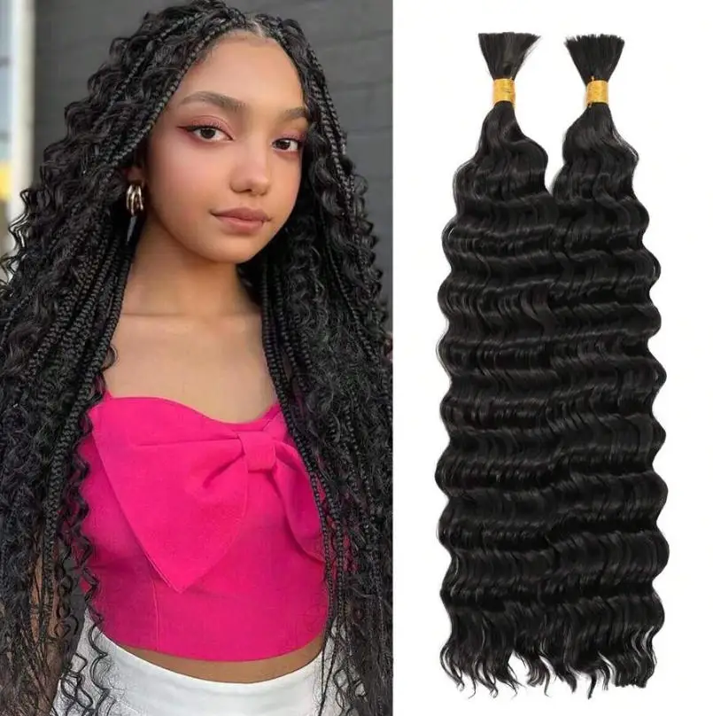 Deep Curly Human Braiding Bulk Hair No Weft Design 110g 1 Bulk Full Thick Soft Curly Human Hair Extensions For Bohemian Braids