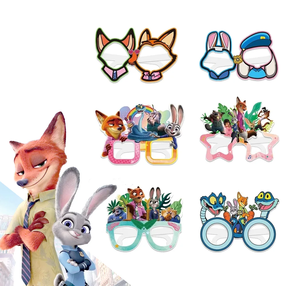 Zootopia 2 Party-Themen-Dekoration Cartoon Foto-Requisiten Papierbrillen Foto-Cosplay-Requisiten Happy Birthday Party-Zubehör