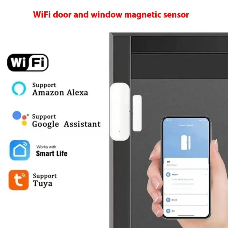 Tuya Smart WiFi Door Sensor Smart Home Open Close Detector App Control Notification Compatible with Alexa Google Home