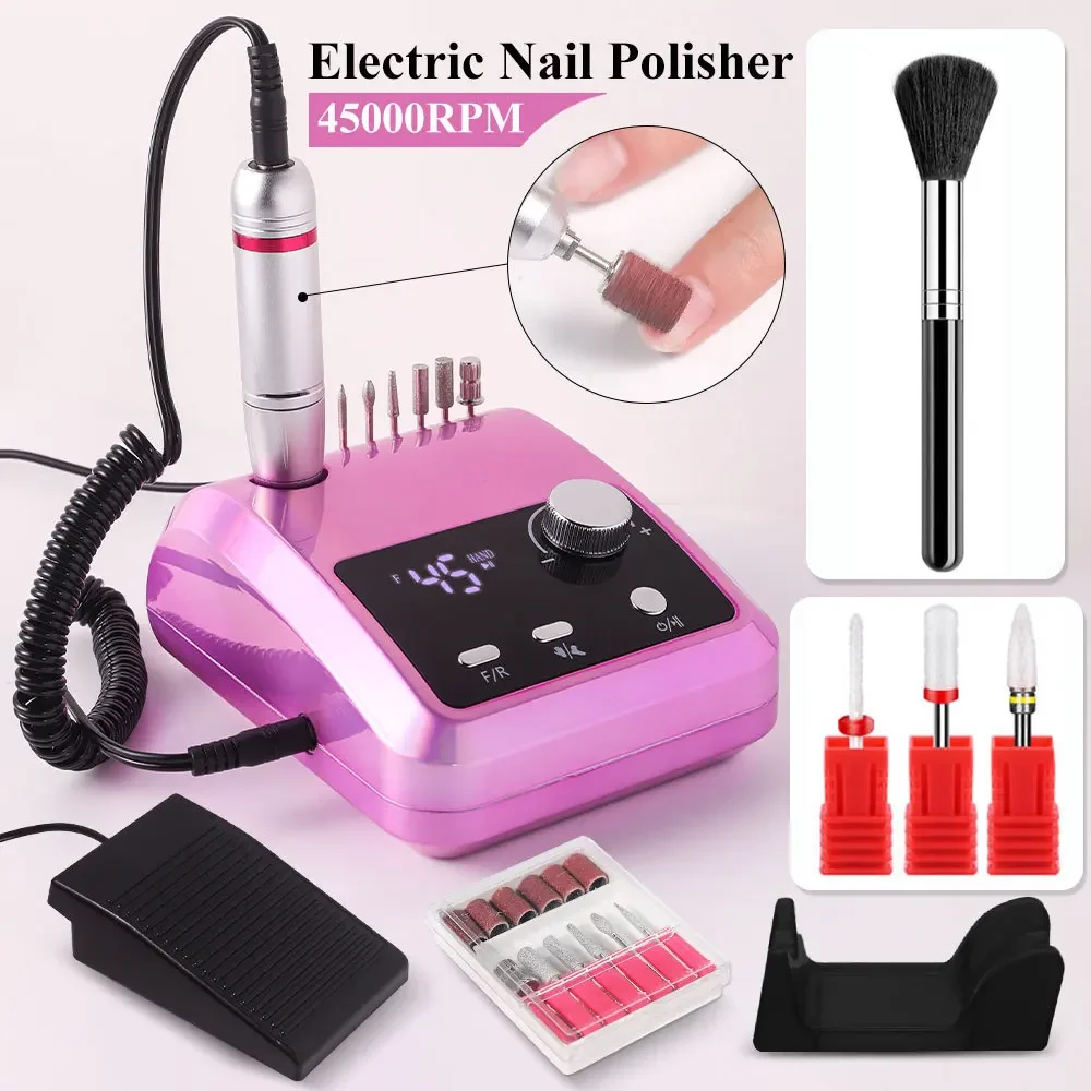 Nieuwe 45000Rpm Professionele Elektrische Nagelboormachine Oplaadbare Nagelvijl Nagels Accessoires Gel Nagellak Schuurmachine Lage Ruis