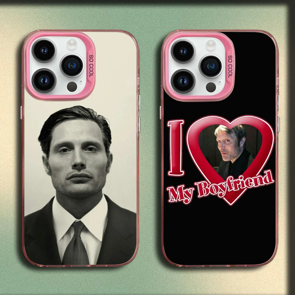 

Actor Mads M-Mikkelsen Phone Case For iPhone 16,15,14,13,12,11,Mini,Pro,MAX Pink Matte Silicone Cover