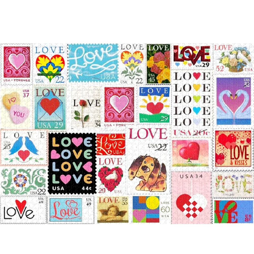 

Jigsaw Puzzle Love Stamps Jigsaw Puzzle Brain Exercise Puzzle Game for Couple Love Stamps Jigsaw Puzzle
