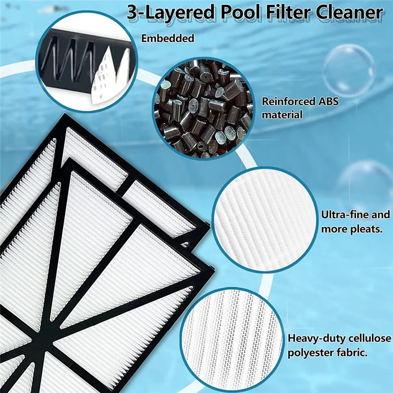 

6PCS RCX70101 Filter Cartridge Refill Kit Fit for Hayward Tiger Shark Pool Vacuum Rep 827261 Robotic Pool Cleaner Filter HOT