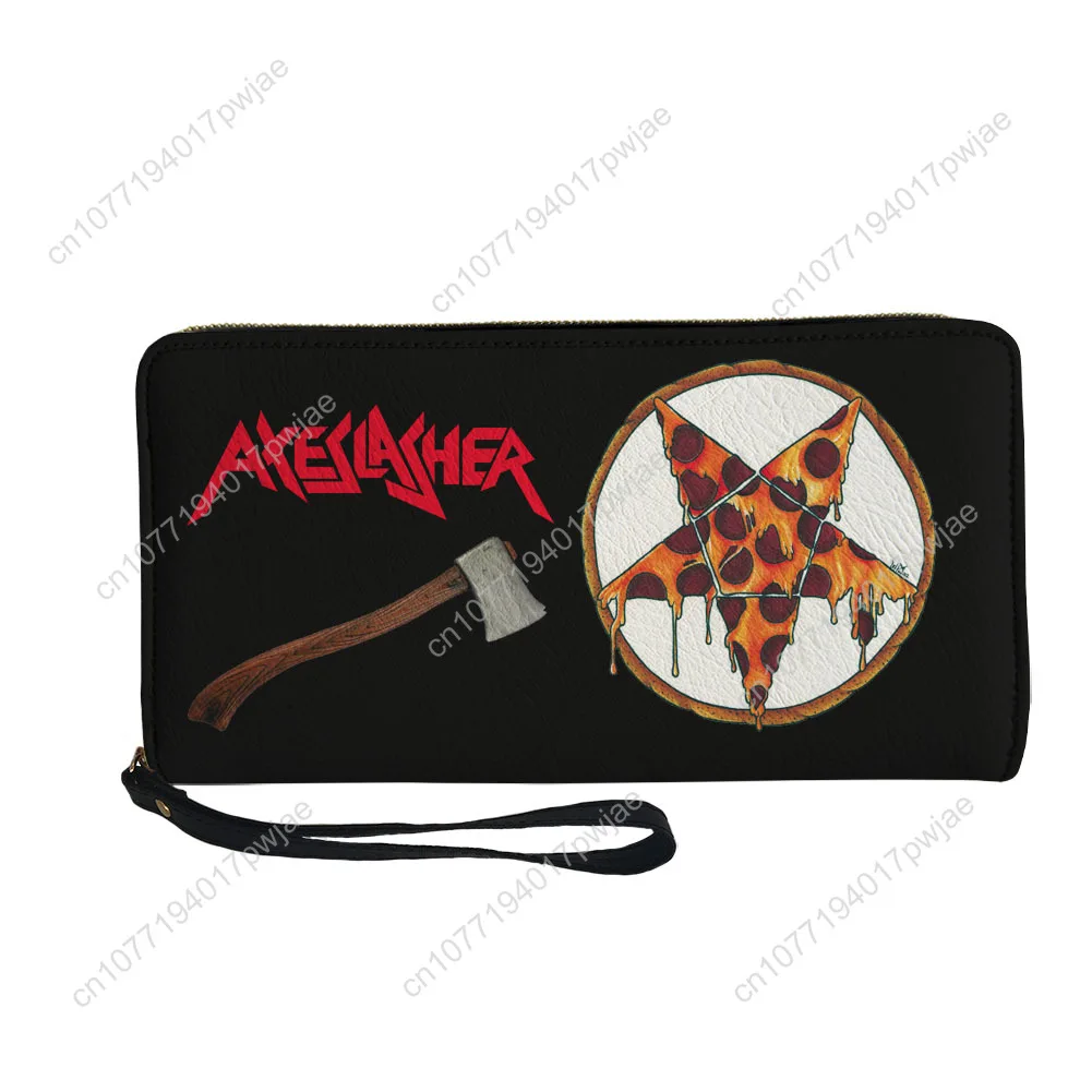 Axeslasher Metal Rock Band Custom Wallet Purse Mens Womens Teenagers Zipper Long Wallets Double Print  Portable Wallet Gift Bag