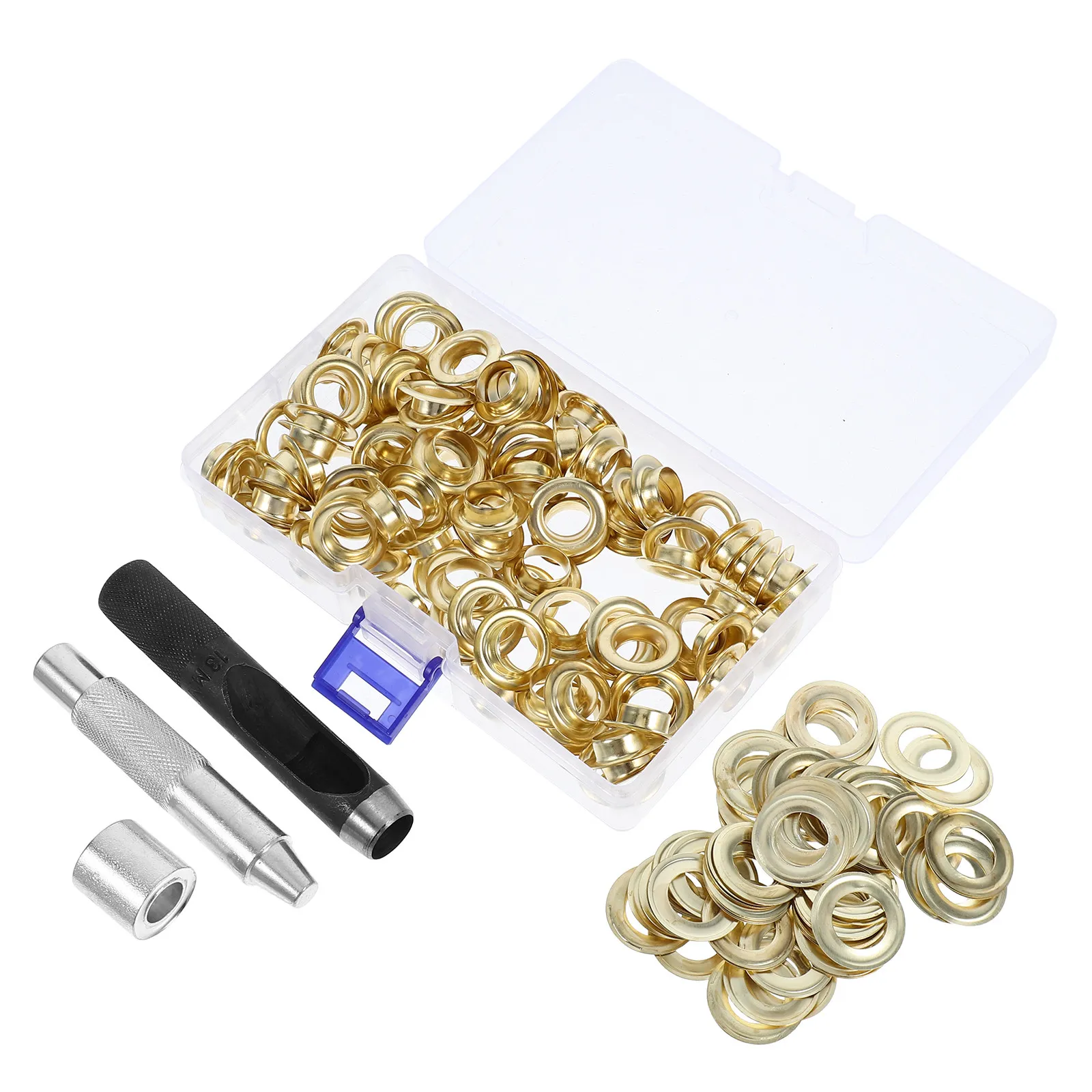 100Sets Eyelet Punch Tool Kit Ring Hole Grommet Pliers Set for Crafting Belt Making Tarp Repair Rivet Installation - view 2