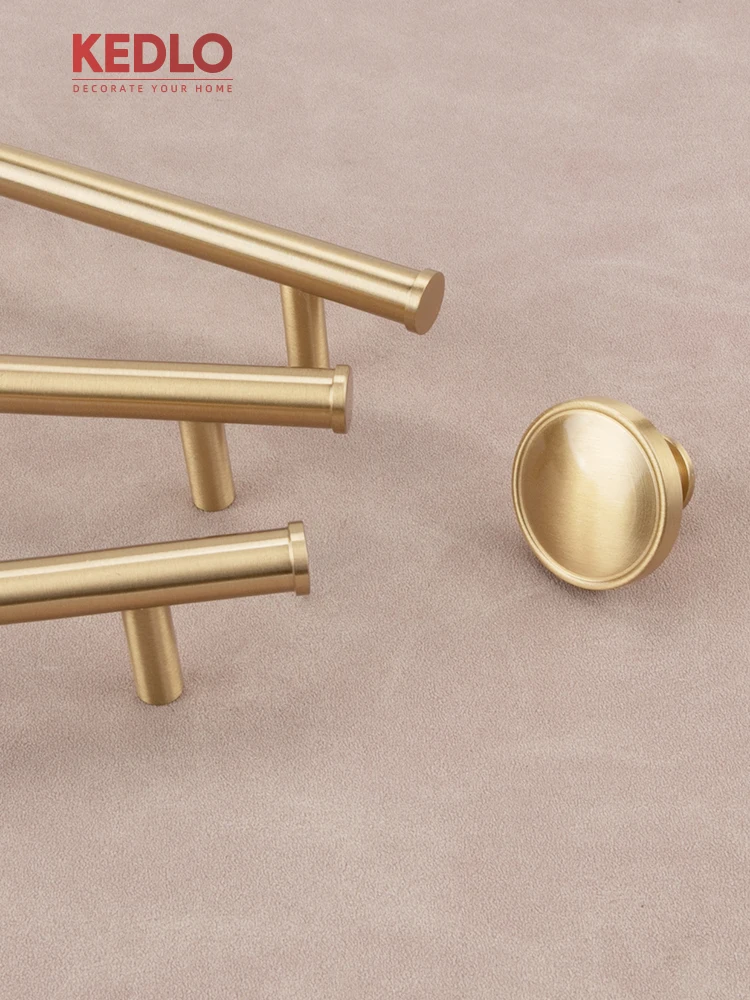 KEDLO Solid brass gold long handle kitchen cabinet brushed brass Pull modern minimalist drawer handle