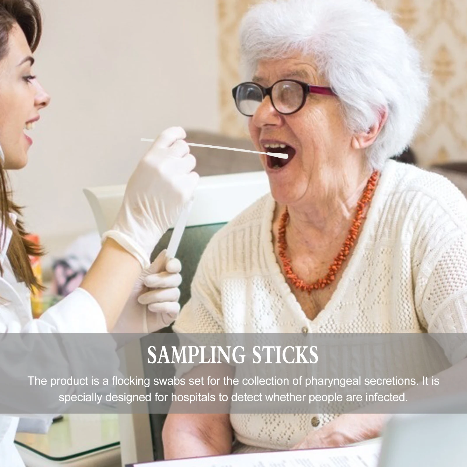 20 個喉綿棒サンプリングスティックシングルエンド口咽頭植毛口腔標本収集綿棒使い捨てクリニック