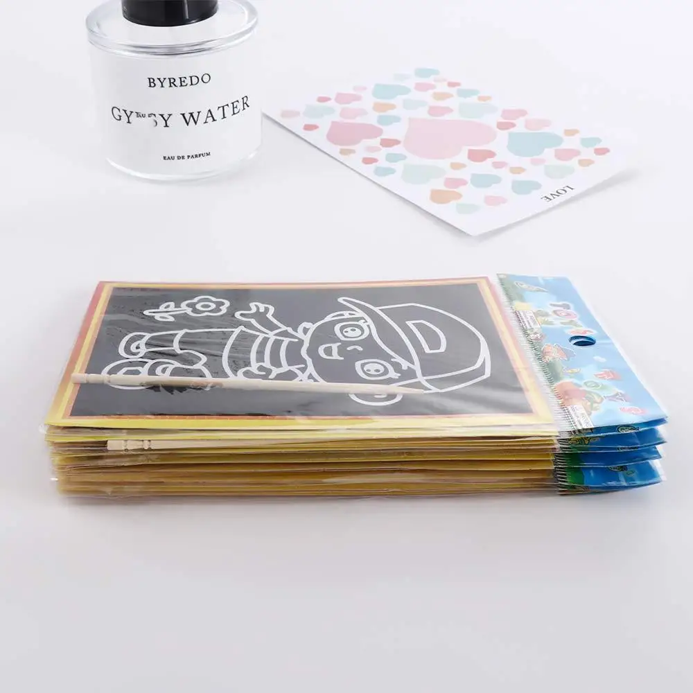 Stickers Educational  Art Child Painting Coloring Books Colored Scratch Paper Drawing Board Magic Scratch Magic Doodle Board