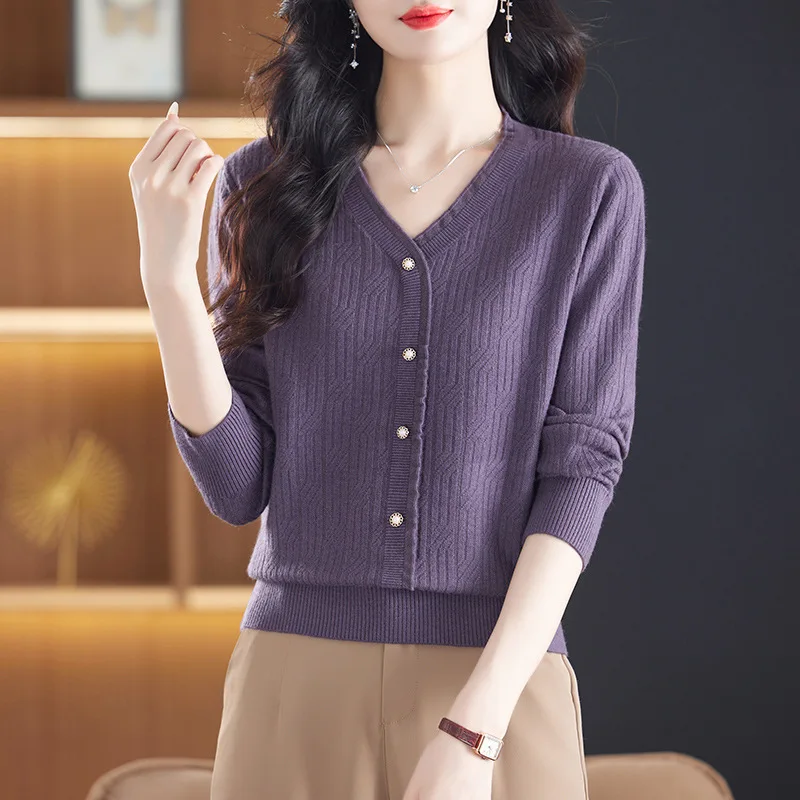 

Осенний вязаный свитер, топ для женщин, новый модный свободный свитер для мам среднего возраста