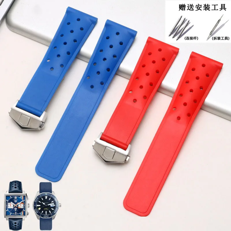 22mm Waterproof  Rubber Silicone Watch Strap for TAG HEUER MONACO Strap CARRERA FORMULA 1 Men Watchband Acces