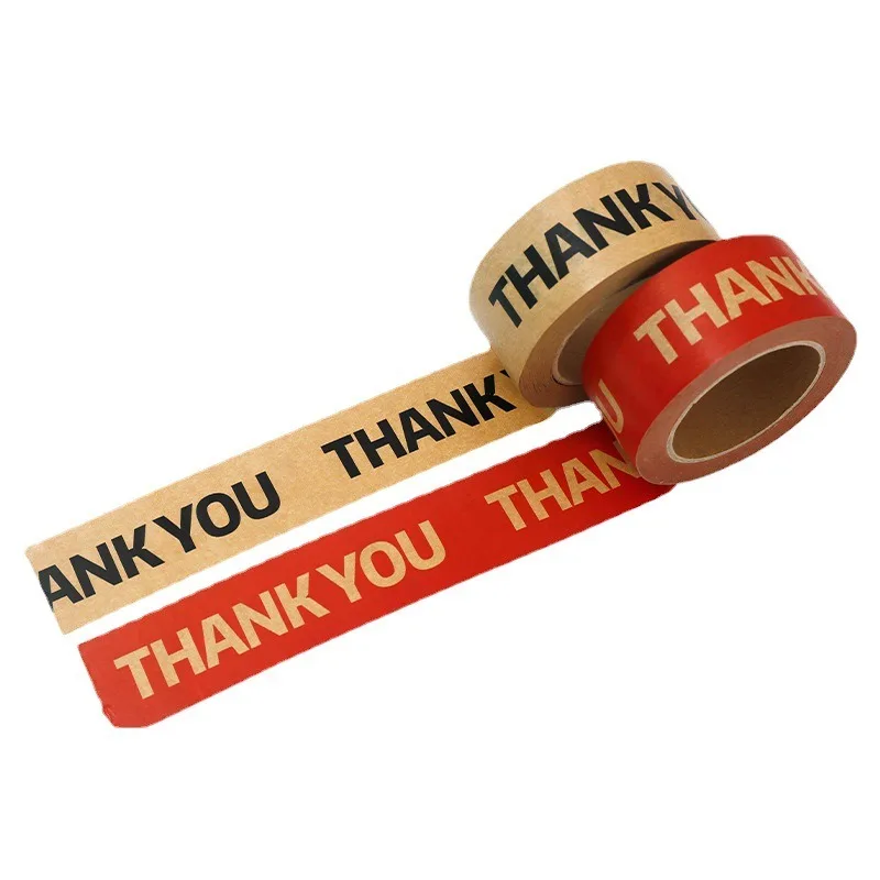 5cm x 50M Thank you Sealing Tape Red Kraft Paper Packaging Tapes Jewelry Decorative Sticker Offical Stationery Supplies