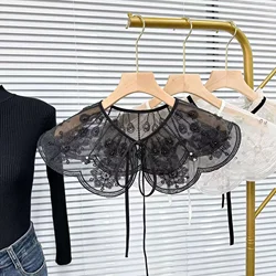 Suéter de blusa de cuello falso de encaje, camisa bordada desmontable, solapa de cuello falso, ropa para niños y mujeres, decoración de collares