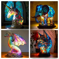 Magical Animal Ornament LED Light Creative USB Plug Resin Statue Glowing Unicorn
