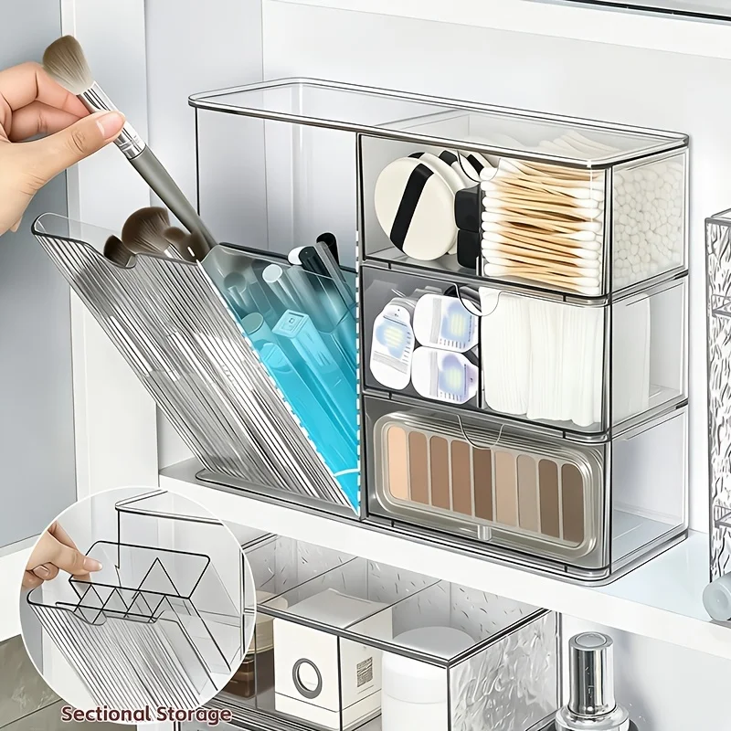 

Clear Acrylic Makeup Jewelry Organizer Storage Box with Drawers for Bathroom Vanity Countertop Desk Cosmetic Display Produce