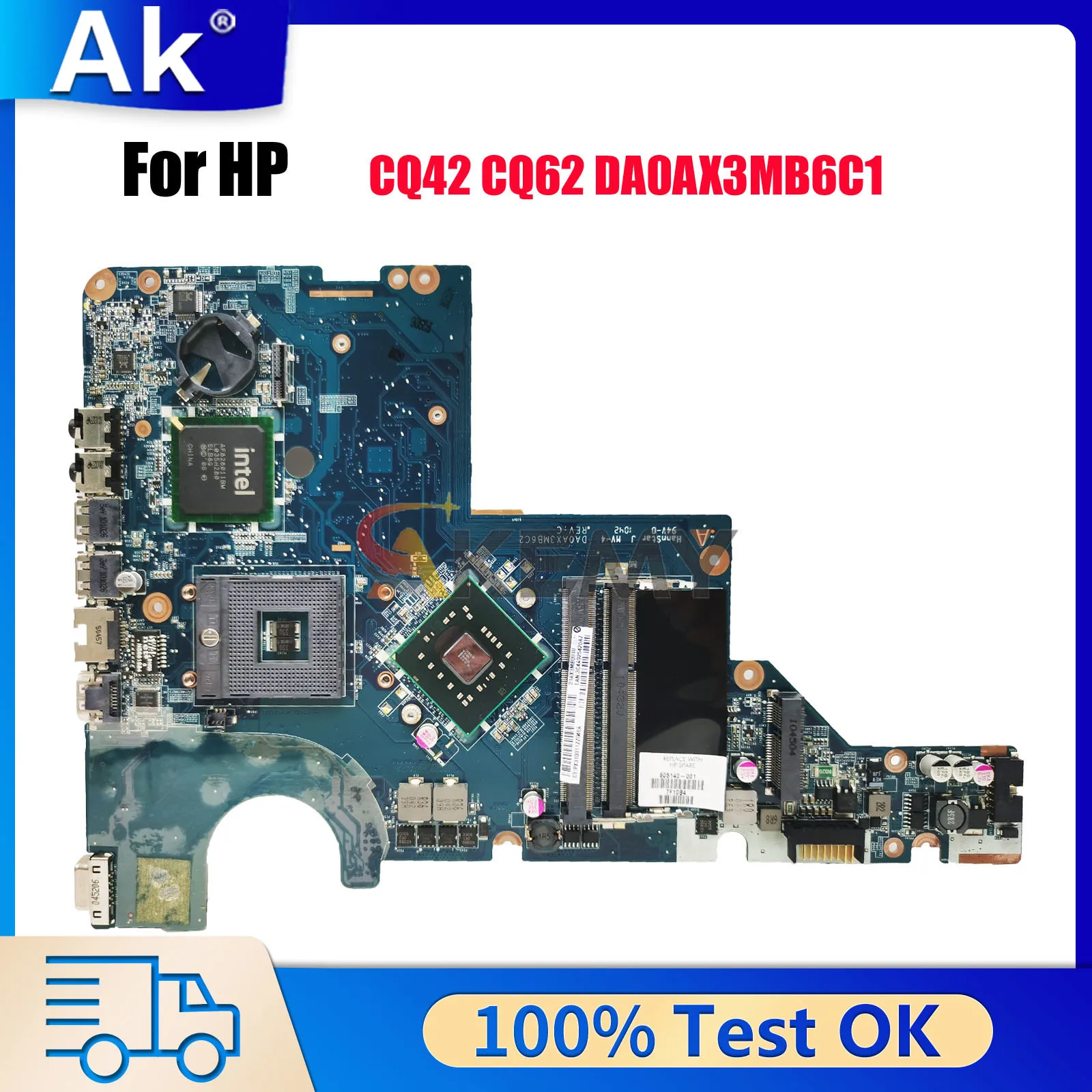 

DA0AX3MB6C1 для HP G42 G62 CQ42 CQ62, материнская плата для ноутбука 605140-001, чипсет PGA478 GL40 DDR3, 100% полностью протестировано