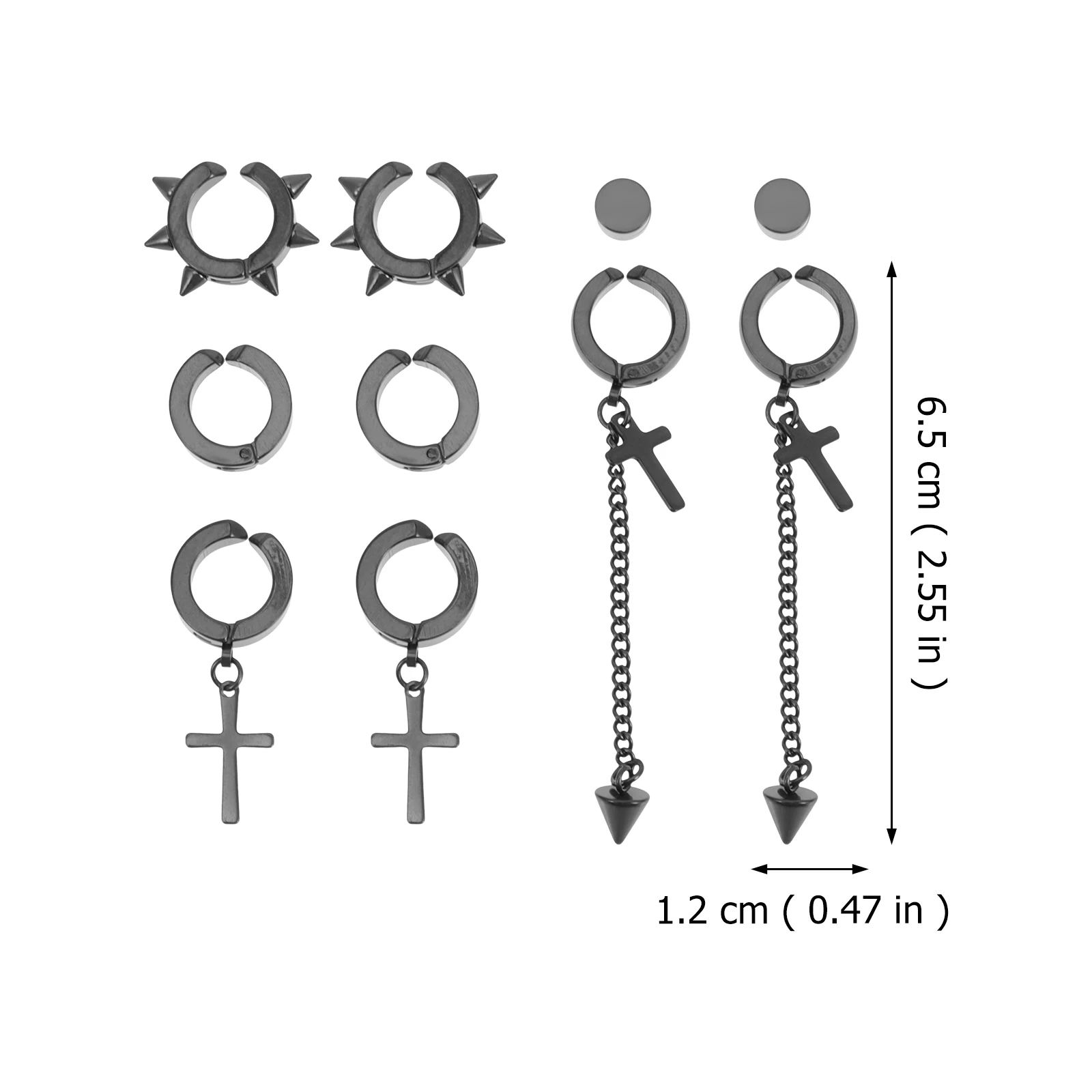 

5 Pairs Ear Clips Women Earrings Cross Cuff Metal Fashionable Lightweight Birthday Gifts Girls Ear Jewelry Set