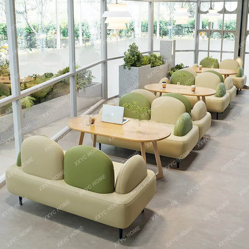 Cafe negotiation reception double card seat sofa milk tea shop table and chair combination