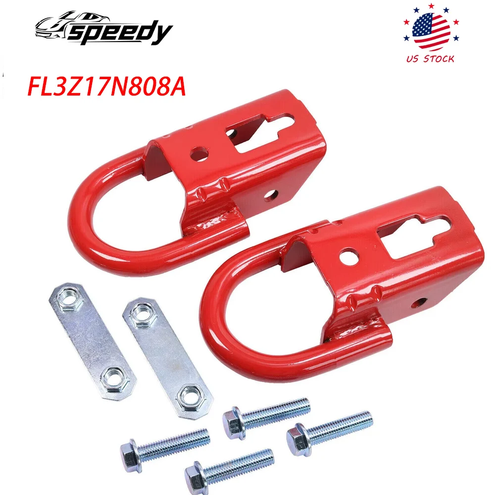 

FL3Z-17N808-A 2 шт. красные буксирные крюки с передней фурнитурой FL3Z17N808A для Ford F-150 2009-2019 гг.