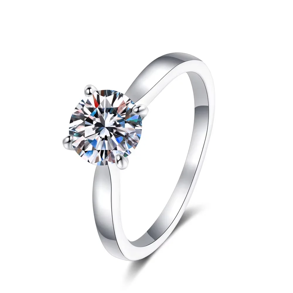 KNOBSPIN D VVS1 Moissanite Ringen voor Vrouwen Man 4-polige Solitiare Engagement Wedding Diamond Ring met GRA Gecertificeerd s925 Sliver - afbeelding 1
