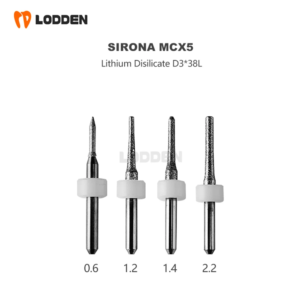 Sirona MCX5 Dental Milling Burs For LIthium disilicate Grinding D3 Shank Carborundum Coating Diameter 0.6/1.2/1.4/2.2mm Drill