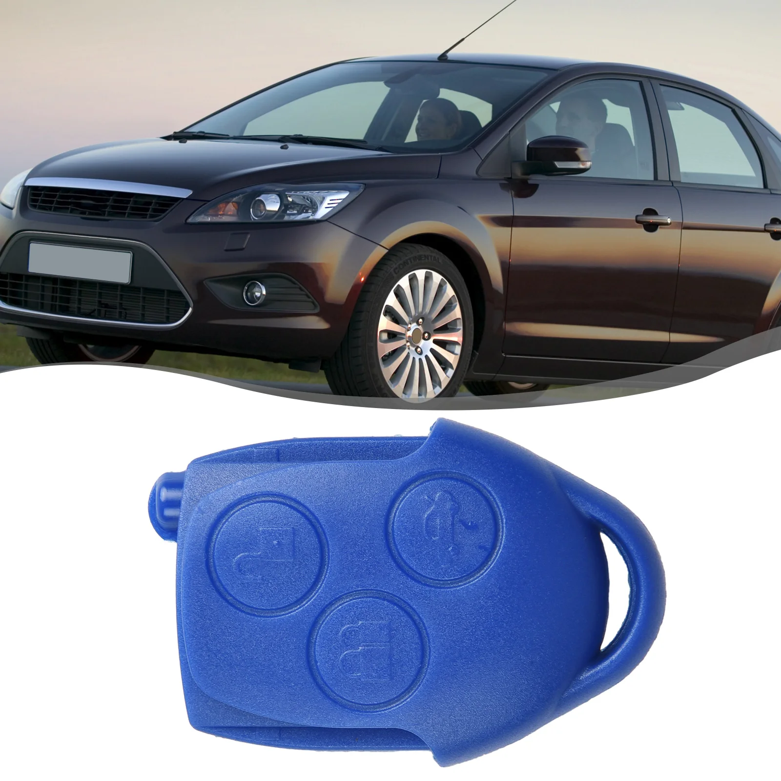 1pc Blue 3-Button Car Key Shell Case For Ford For Transit Connect Mk7 2006-2014 Remote Key FobShell Protector Replace Accessorie