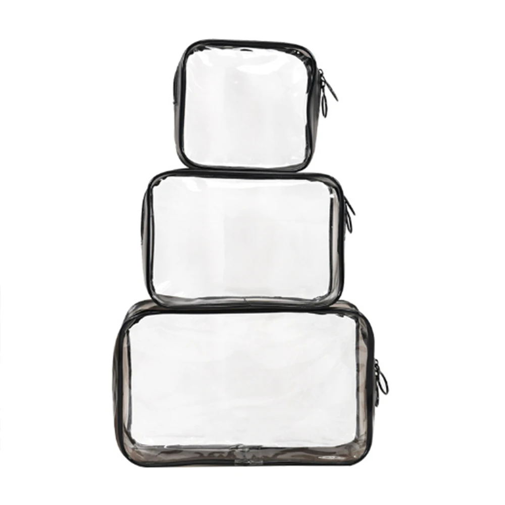 Three piece set Women\'s Clear Makeup Bag,Waterproof Travel Hanging Toiletry Bag, Skincare Cosmetic Bag,Toiletries Organizer Tote