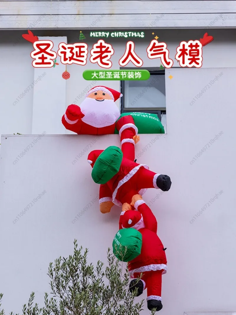 

Inflatable Glowing Santa Christmas Decor - Outdoor Wall Window Climbing Balloon