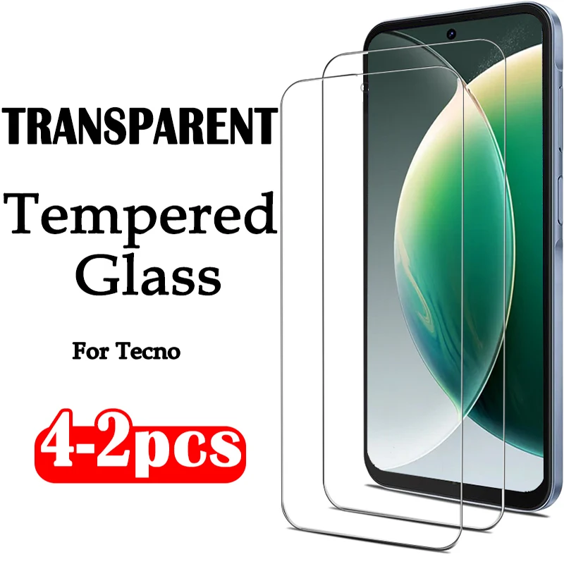 

4.2 Pcs Mobile Phone High-Definition Transparent Glass Film For Tecno Camon 30 20 19 Pro Neo 18T 18P 18 Premier Screen Protector