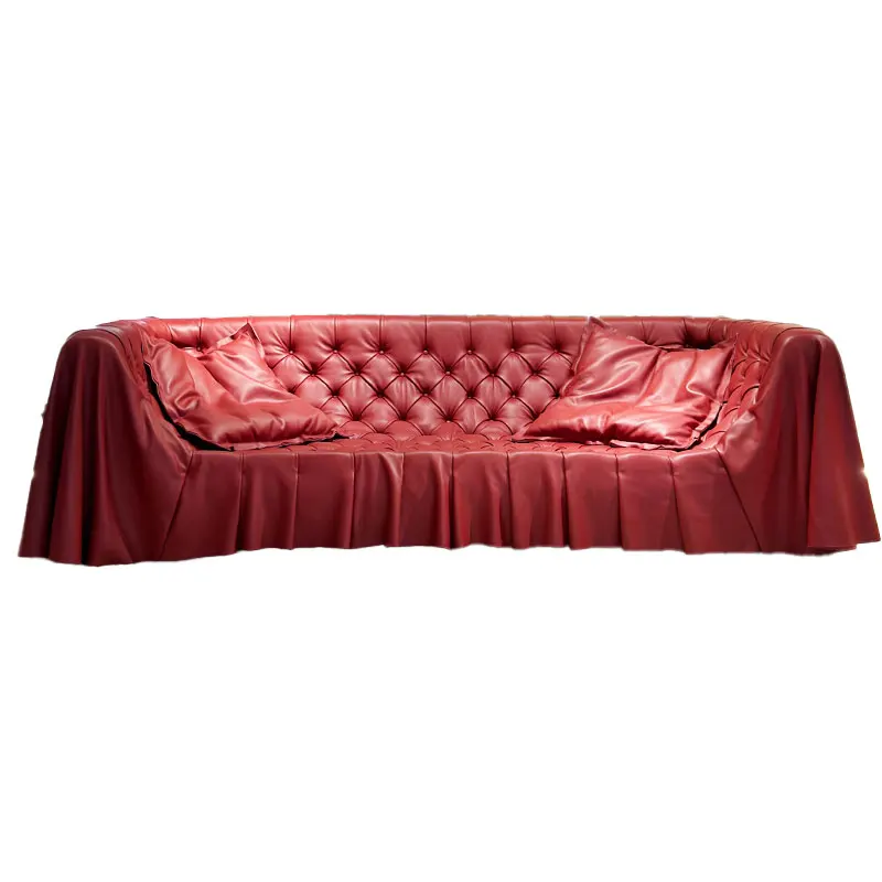 #Italian Modern Simple Light Luxury Full Pull-down Genuine Leather Living Room Sofa