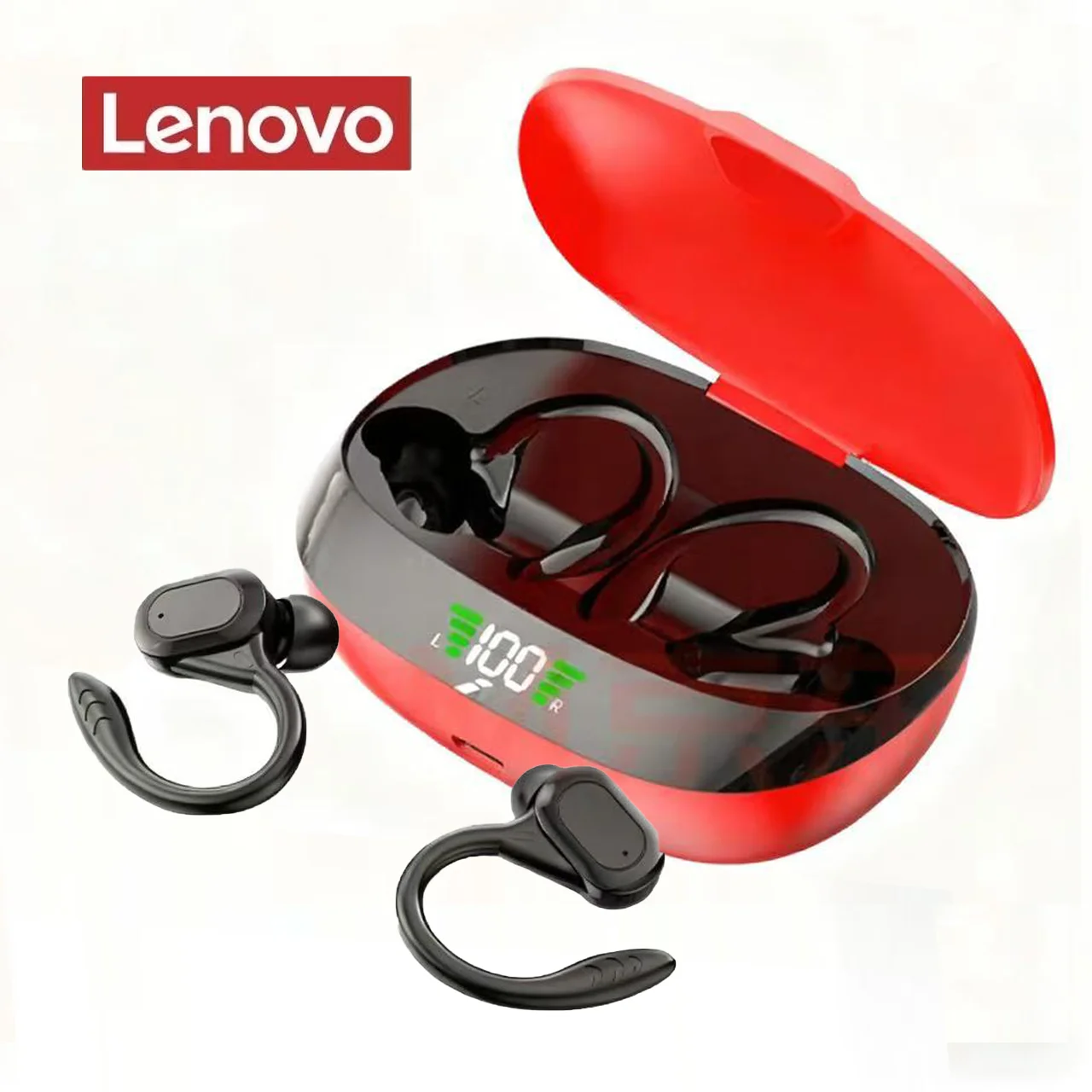 سماعات لينوفو الرياضية اللاسلكية الأصلية مع ميكروفونات، تحكم على الزر، شاشة LED للطاقة، صوت ستيريو هاي فاي بلوتوث 5.3 TWS #1