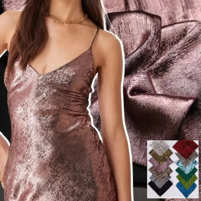 

Европейская и американская бронзовая шифоновая ткань для модных брендовых женских платьев, дизайнерская одежда, ткань для шитья своими руками, ткань