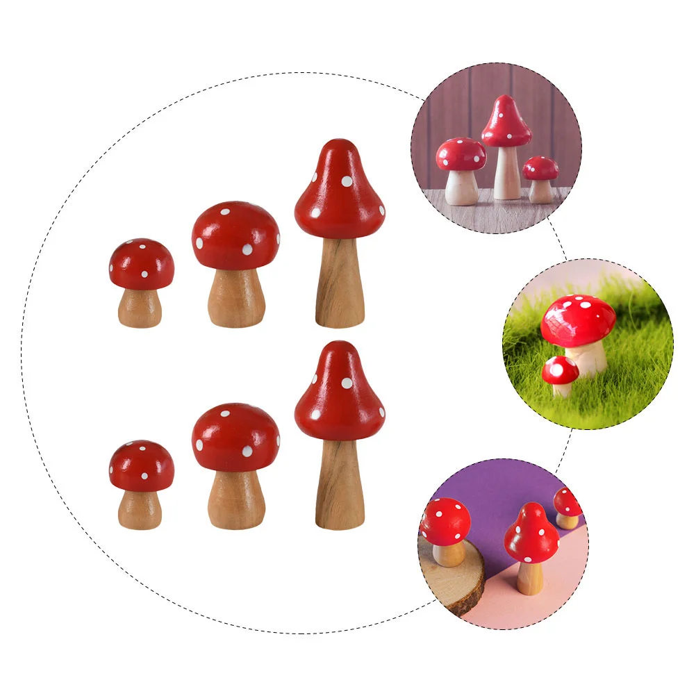 Simulated Wooden Mushroom Mini Ornament Fairy Garden Decoration Model Adornment Micro