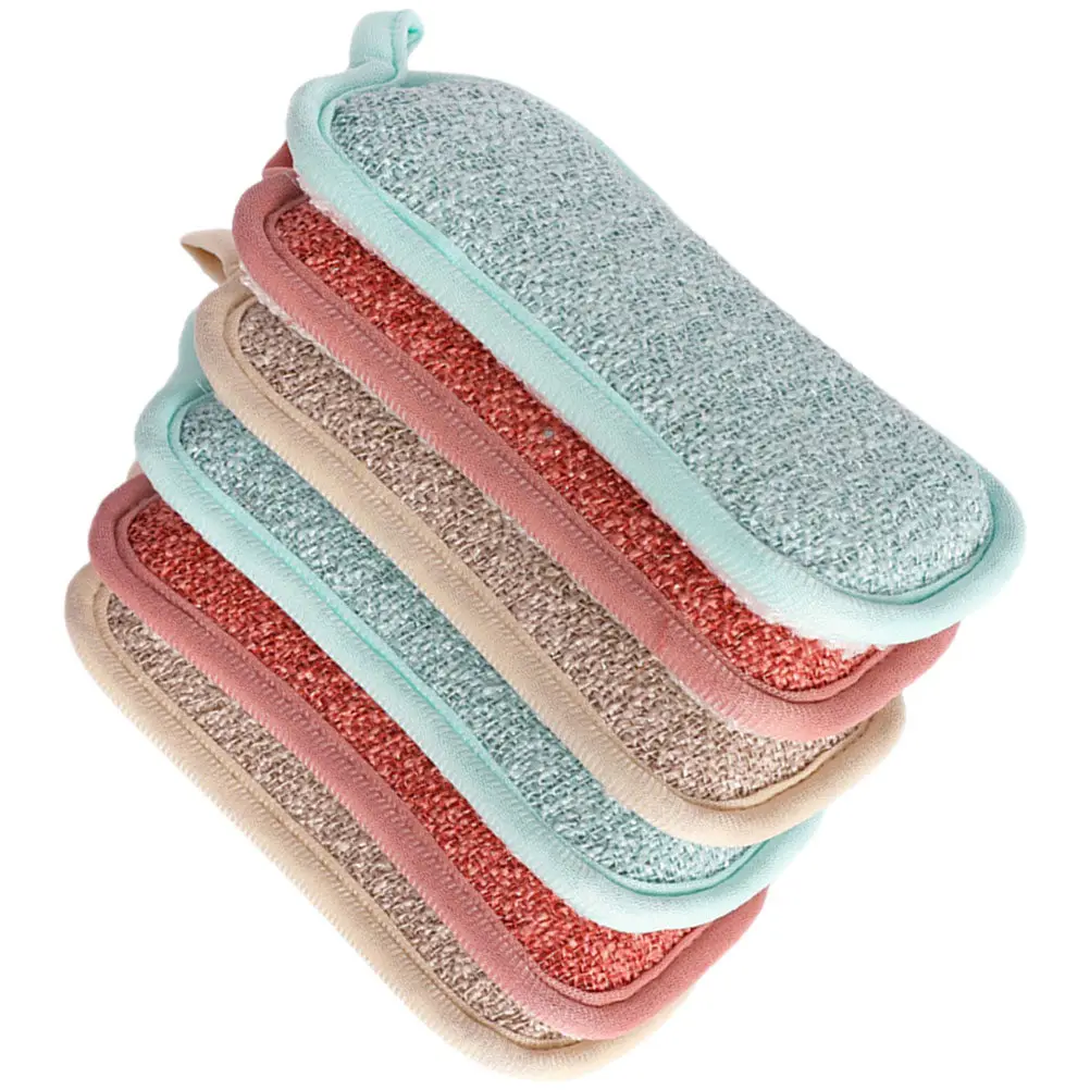 6Pcs Linen Scrub Sponge Dish Sponge Kitchen Cleaning Tools Multi Purpose Reusable Compact Sponges for Dish Washing Stove Sink