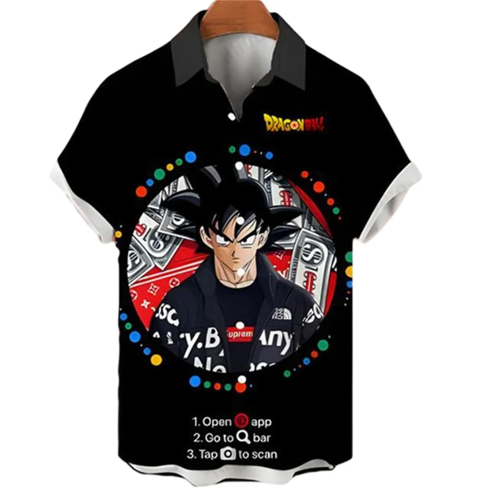 Men's Casual Kakarot Vegeta Shirt Summer Dragon Ball Shirt Men Anime Clothes Fashion Goku Hawaiian Super Saiyan