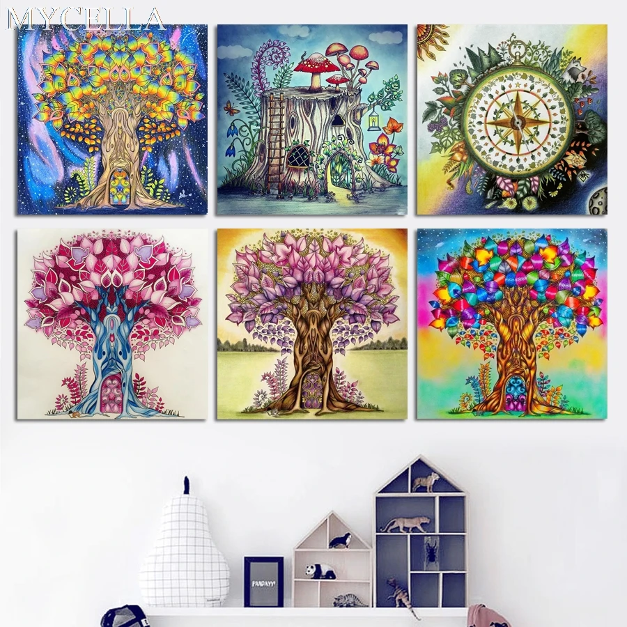 

Forest 5D Diy Diamond Painting Cross stitch kits Home Decoration Full Square Diamond Mosaic Embroidery Cat Tree House Rhinestone