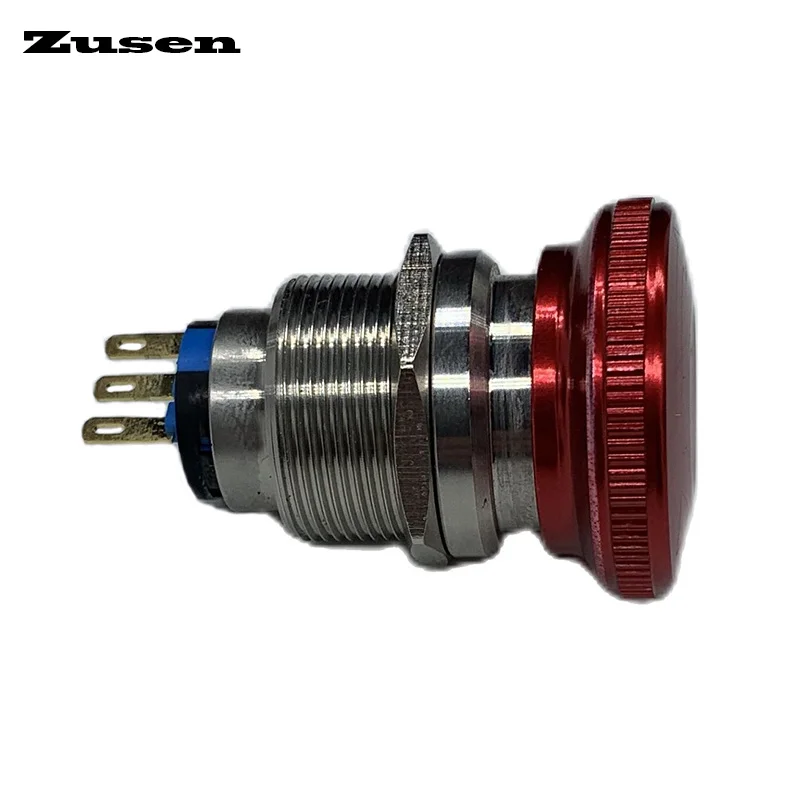 Zusen 22mm Tombol Tekan Darurat Logam Merah Bentuk Jamur IP65(ZS22F-11T/S)