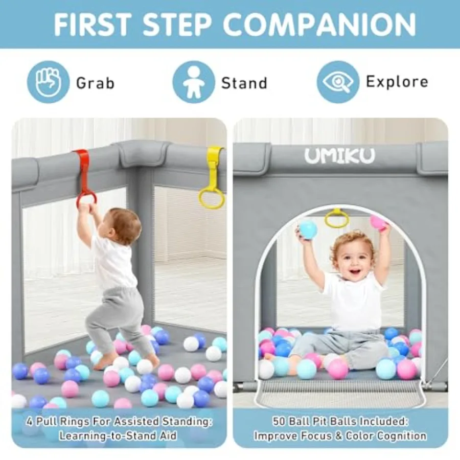 Baby Playpen Foldable Playpen for Babies and Toddlers Large Playpens Portable Play Pen with 2 Doors Safety Area for Kid Fence T